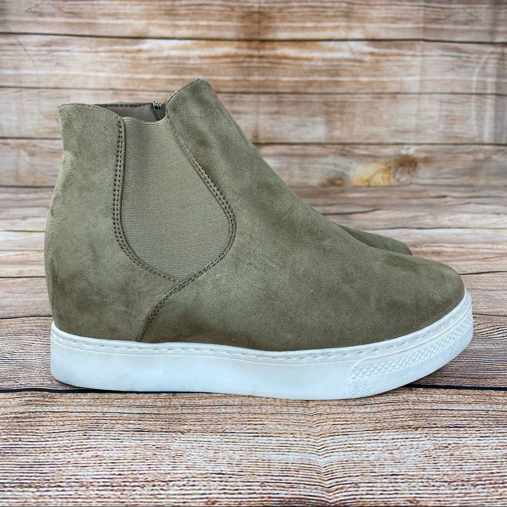 Unbranded Platform Ankle Boots Women Size 8 Side Zip Boots - Worn Once - Olive